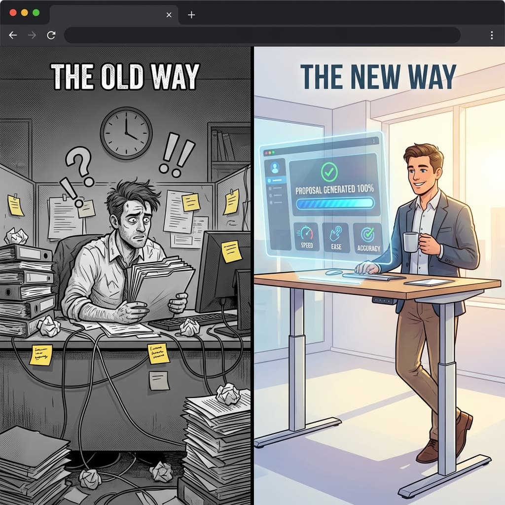 BidGenie comparison hub showing workflow proof and evaluation paths